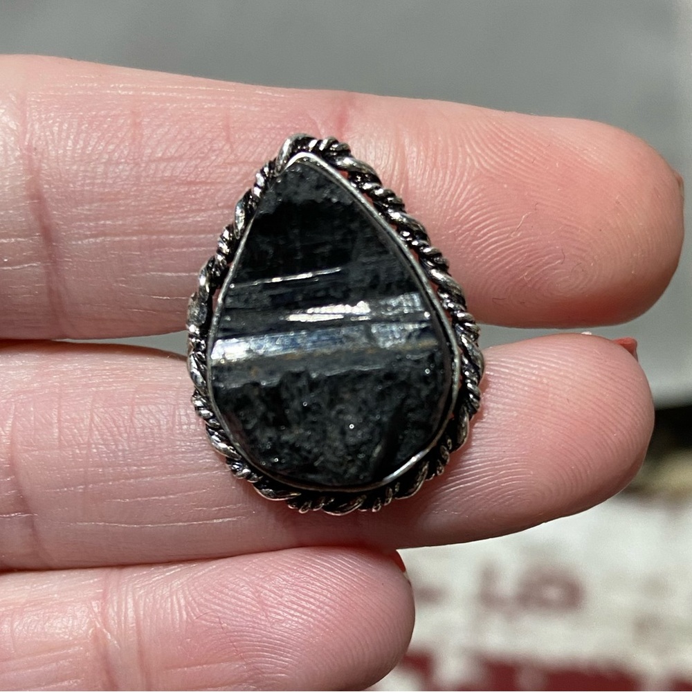 Rough Tourmaline 925 Ring. Size 9 - Picture 1 of 6